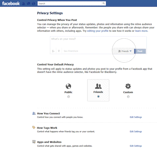 Facebook's privacy page.