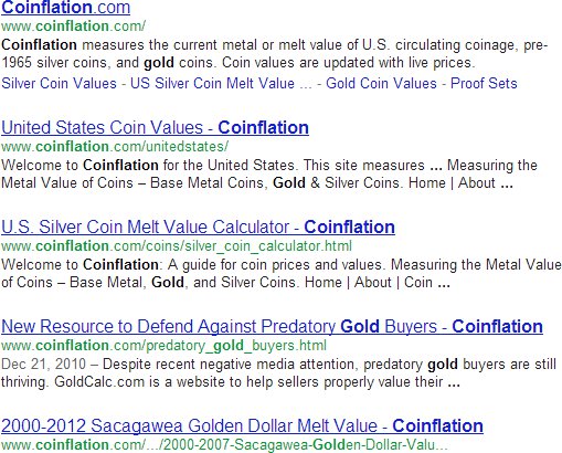 Google Search results for Coinflation
