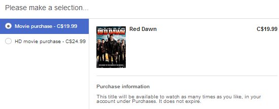 Red Dawn in 480p for $20 CDN