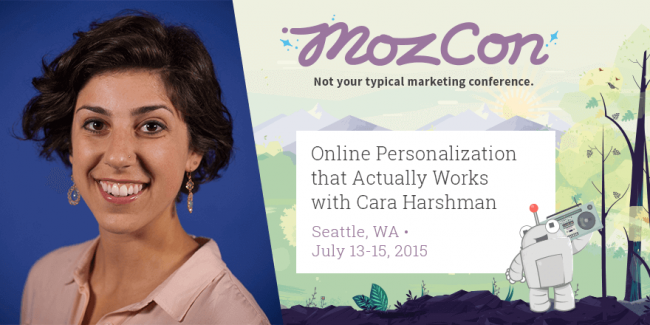 Cara Harshman at Mozcon 2015.