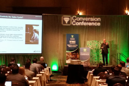 Arnie Kuenn from Vertical Measures chatting viral content at Conversion Conference 2016.