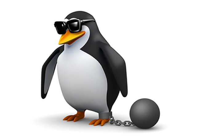 A Penguin in lockup.