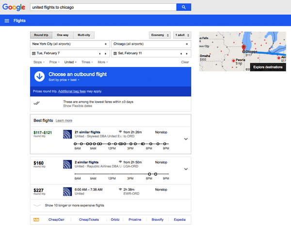 Google Flights (to Chicago)