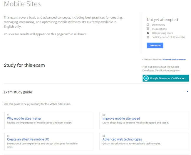 Google mobile site certification