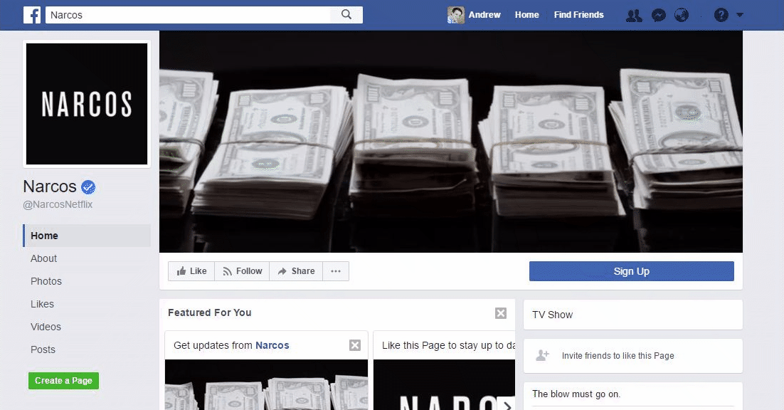 Narcos Facebook Page