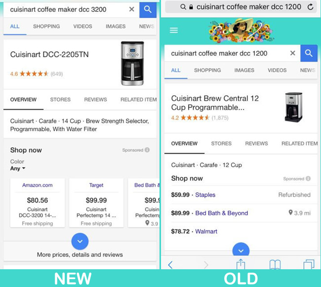 Google Shopping shakes up mobile product card unit ads with swipeable carousel, filters