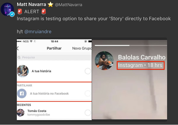 Instagram Tests Sharing Stories Directly to Facebook
