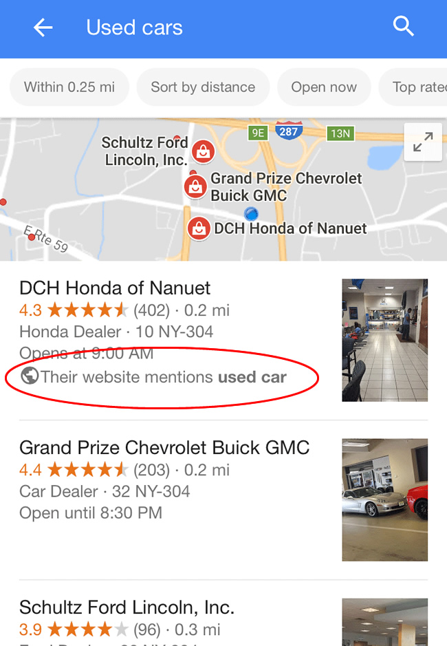Google local finder rolls out website mentions matching your query