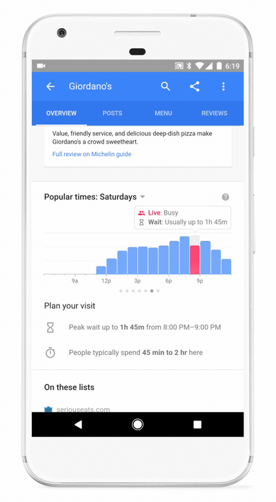 Skip the line: restaurant wait times on Search and Maps