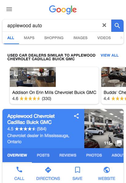 Google "Similar To" Carousel For Local Search Results