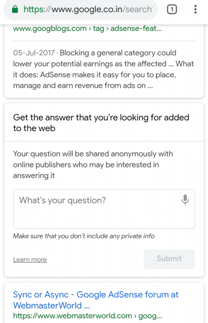 Google Tests Submitting Question Directly In Search Results