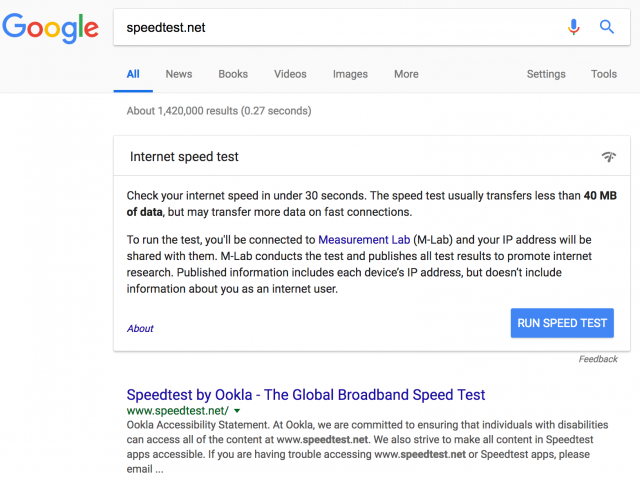 Google Hijacks Speedtest.net With Their Own Speed Test Widget