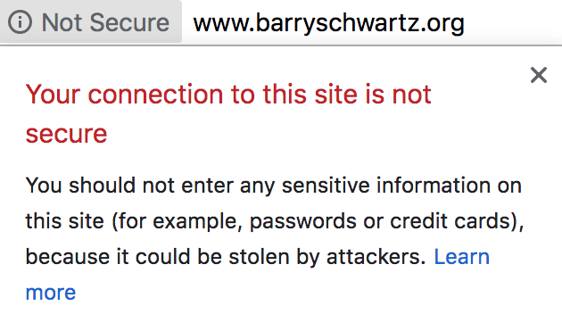 Screen Shot: Google Chrome Now Labels HTTP URLs As Not Secure