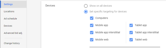 Google Ads Device Exclusion Settings