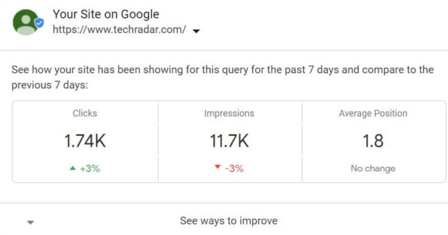 Google Search Console snapshot arrives in search results