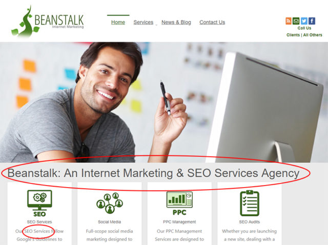 Beanstalk homepage edit areas