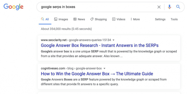 Google Tests Boxes With Shadows For Search Result Snippets